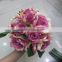 hot sale silk rose flower wedding bouquets with holder