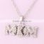 Clear Crystal Rhodium Plated Snake Chain Softball Mom Sports Necklace Women
