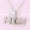 Clear Crystal Rhodium Plated Snake Chain Softball Mom Sports Necklace Women