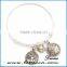 Summer Trendy Jewelry Expandable Wire Bangle Bracelet, Blue Crystal Snap Button Jewelry Bracelet