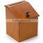 Wooden Ballot Box for Wall or Table, Locking Hinged Door, Side Pocket - Orange Cedar
