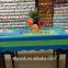 2015 Newest colorful stripe design plastic tablecloth with waved/straight edge