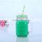 Clear glass mason jar mug with handle and metal lid