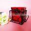 graceful red mercury square glass candle holder with black metal stand