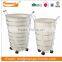 wheeled metal laundry basket