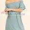 Lace Wear Women off the Shoulder Neckline Short Ruffle Layer Bell Sleeves Dress