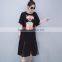 Summer 2017 korean loose ladies dress women super plus size printed dress maternity clothing
