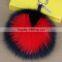 Myfur Hot Sale Pink Cute Heart Pattern Real Soft Fox Fur Key Ring Bag Charm