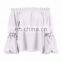 Off Shoulder Long Ruffle Sleeve Bardot Top Woman