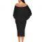 Min Qiao Женская платье-миди в стиле Bodycon с откосом с плеч и без спинки