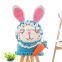 Yarncrafts Handmade Stuffed Animal Shape Blue and Pink Rabbit Living Room Kids Wooden Stool Chair