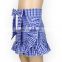 Plaid Ruffles Sweet Girls' Pleated Skirts With Bow Tie Belt