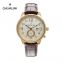 Stainless Steel Case Multi-function Watches Genuine Leather Dual Time Quartz Man Watch