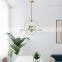 Single Rings Hotel Decoration Chandelier Gold Plated Hanging Lights Golden Plants Pendant Light