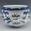 Antique Qing QianLong Mark Chinese White And Blue Porcelain Dragon Design Fish Bowl