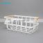 Multifunctional Wire Basket Lightweight Metal Organizer Rack Storage Basket Wood Handle