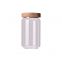 Wholesale glass jar for dry food tea canister round food sealed grain storage kitchen storage glass jar with wood lid