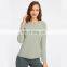 Soft Loose Long Sleeve Sports T shirt Womens Custom Logo Yoga Causal Round Neck Tops