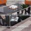 LIving room RB-1307 Modern black stoving varnish rectangular tempered glass coffee table with stainless steel tea table