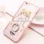 Cute Cartoon metal stand finger ring holder soft phone case for iphone6/6plus with 17style