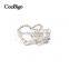 Fashion Jewelry Rhinestone Silver Double Heart Brooch Lady Girls Dresses Hijab Scarf Party Gift Apparel Promotion Accessories