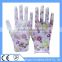 Top Quality China13 Gauge Polyester Printing Gardening PU Gloves For Working