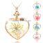 Fashion Creative Elegant Flower Pendant Necklaces DIY Heart Glass Pendant Womens Dried Flower Floating Memory Living Necklace