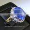 14x11MM Blue Star Sapphire Ring Lab-Created Sterling Silver 92.5 Size 7