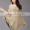 2015 new Europe autumn/winter Tassel bat sleeve hollow out female knit striped blouse sweater                        
                                                Quality Choice