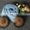 Fashion Design Women Genuine wool Fur Scarf with Raccoon Fur/Custom-Made