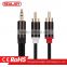 2RCA to 3.5mm Male to Male 3.5mm OD black zinc alloy HDTV DVD Audio Video av Cable