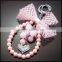 Top quality korean stylish pearl beaded necklace heart rhinestone pendant alloy keychain