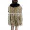 Raccoon striped fur coat big fox fur collar raccoon fur coat KZ150087