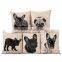 Home Decorative Sofa Cushion Throw Pillow Cases Cartoon Flax Cotton Square Cartoon Dog Pillow Cushion Cover