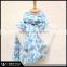 Spring New Arrival Butterfly Printed Organic Cotton Voile Scarf