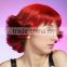 Red colorful party synthetic wig, short curly red hair wig for women