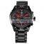 CURREN Black Red Auto Date Display Analog Stainless Steel Strap Male Clock Quartz Sport Men Wrist Watch