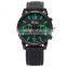 Black Green Dial Alloy Case Black Quartz Casual Men Dress Wristwatch