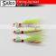 Deer feather lead fishing jigs, artifical fish head, luminious glowing colorful