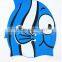 Funny cartoon fish and wave design silicone children swimming cap