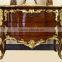 Classico European Style Ruby Red Solid Wood Carving Bombe Chest with Chinoiseries Landscape Handpainiting BF12-04244a