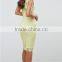 New Sleeveless High Neck Evening Party Dresses Fashion Knee Length Pencil Women Bodycon Lace Mesh Bandage Dress