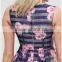 Floral Print pattern Stripe Organza Sleeveless Dress/women dress/clothing