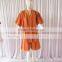 Orange/Red Stripe Sweat Steaming Clothes Elastic Waist Clothes Couples Pajamas Short Sleeve Top+Pants Pajamas for Sauna