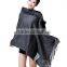 CX-B-P-34A Fur Trimmed Cape Fashion Fur Pashmina Shawl