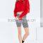 Mgoo Customize Women's Red Cropped Hoodie Sweatshirt Relaxed Fit Ribbed Cuff Long Sleeves Cotton Fleece Hoodies