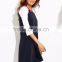 Navy Contrast Raglan Sleeve T shirt Dress 95% Cotton 5% Spandex Casual Plain Short Tee Dress