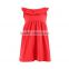 Summer boutique fashionable children clothes solid red baby gown dress with backless &bowknot design