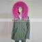 Myfur Long Parka with Rose Hot Pink Raccoon Fur Hood For Ladies