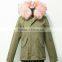 Myfur Popular Ladies Army Green Cotton Parka with Real or Fake Fur Lining Raccoon Fur Hood